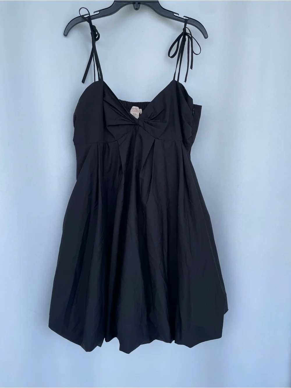 Camila Coelho Black Mini Dress with Front Knot & Tie Straps
